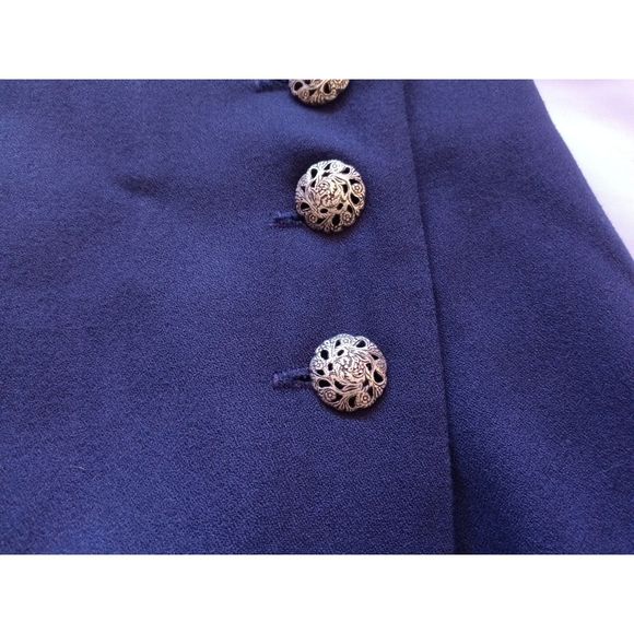 Express 90s Pencil Skirt Wool Blend Midi Sailor Silver Buttons 6 7 8 S M Navy - Picture 7 of 11